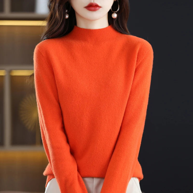 100% Pure Wool Half-neck Pullover Cashmere Sweater Women's Casual Knit Top-Dollar Bargains Online Shopping Australia
