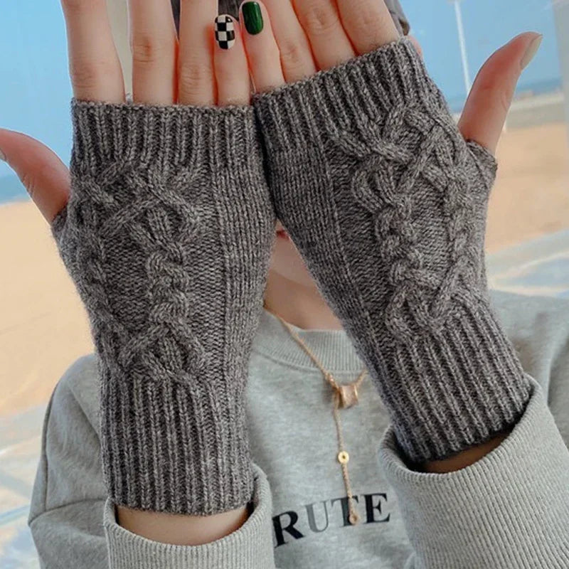 Half Finger Gloves for Women Winter Soft Warm Wool Knitting Arm Gloves Soft Warm Half Finger Handschoenen Unisex Mitten-Dollar Bargains Online Shopping Australia