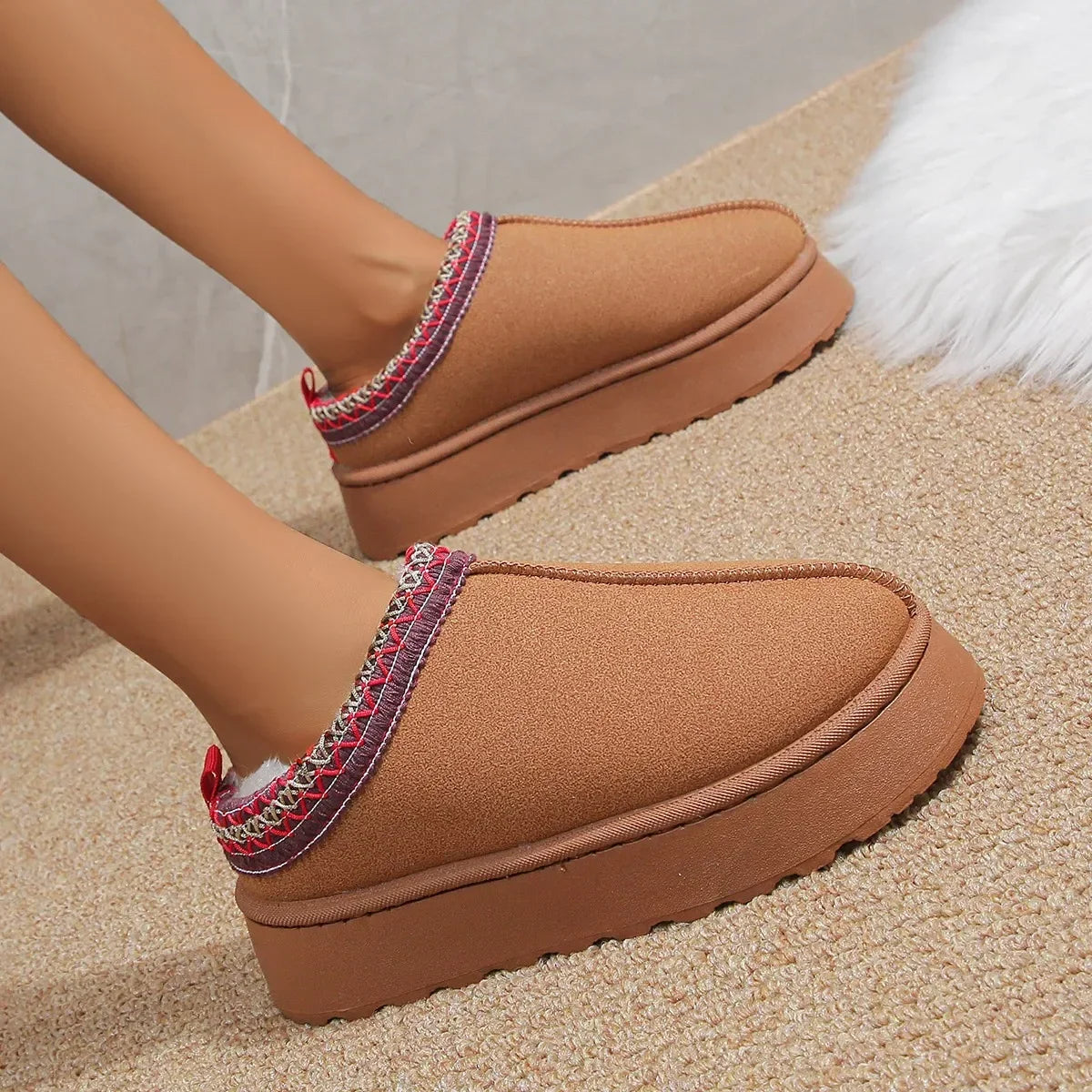 Ankle Flats Platform Women Snow Boots Suede Plush Warm Winter Thick Fashion Shoes Chelsea Women Boots-Dollar Bargains Online Shopping Australia