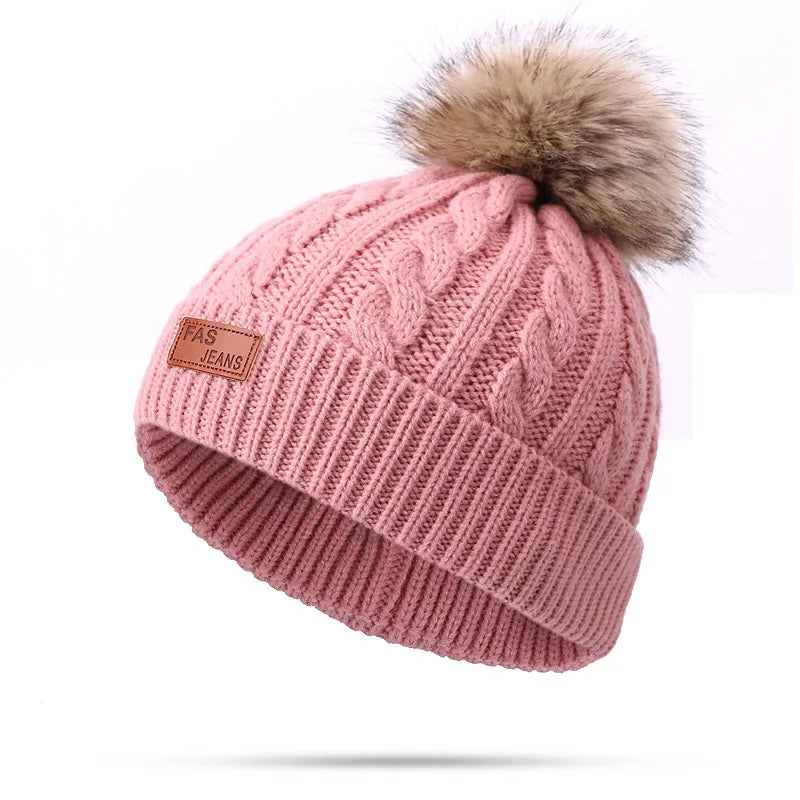 Warm Winter Baby Hats with Scarves for Kids Wool Pompom Baby Hat Children Bonnet Cap Boys Girls Knitted Scarf Gloves Beanie Caps-Dollar Bargains Online Shopping Australia