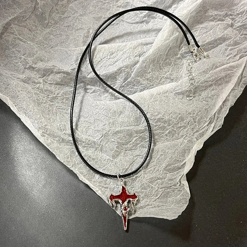 Vintage Fashion Leather rope Star Pendant Necklace For Women Men Antique Silver Color Jewelry Accessories Y2k Aesthetic-Dollar Bargains Online Shopping Australia