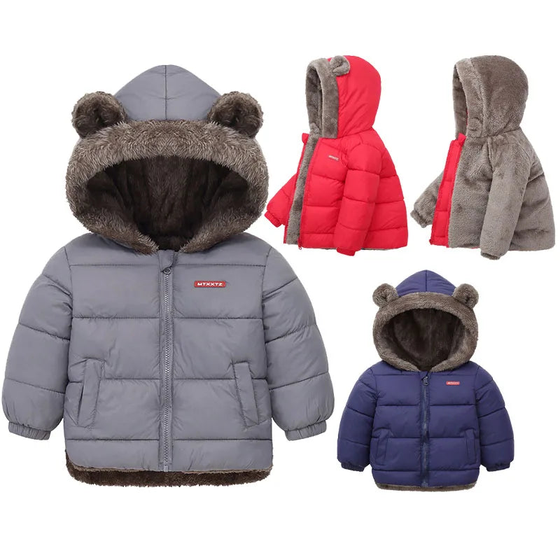 Baby Boys Girls Jacket Hooded Cotton Outerwear Children's Thick Fleece Coat Cashmere Padded Jackets Winter Boys Girls Warm Coats-Dollar Bargains Online Shopping Australia