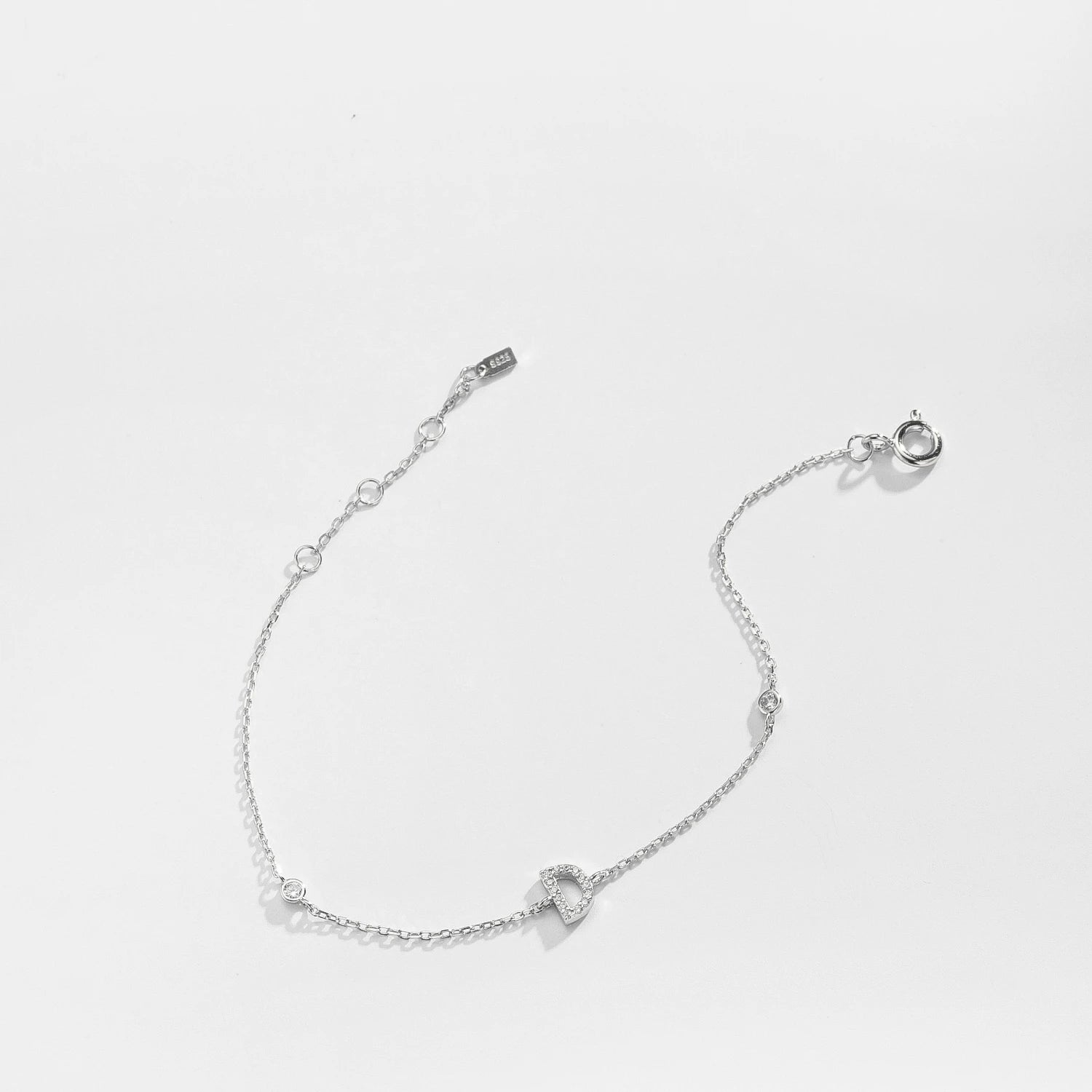 Silver Monogram Letter Initial Charm Chain Bracelet Luxury Wedding Crystal Fine Jewelry-Dollar Bargains Online Shopping Australia