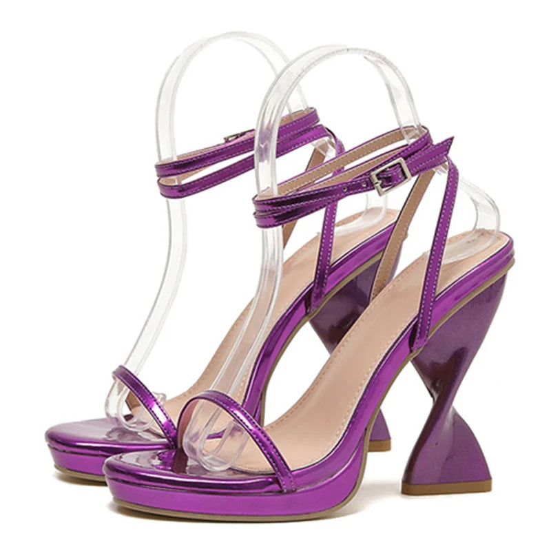 Ladies Elegant Purple Strange High Heels Waterproof Platform Sandals For Women Design Summer Party Dress Chunky Shoes-Dollar Bargains Online Shopping Australia