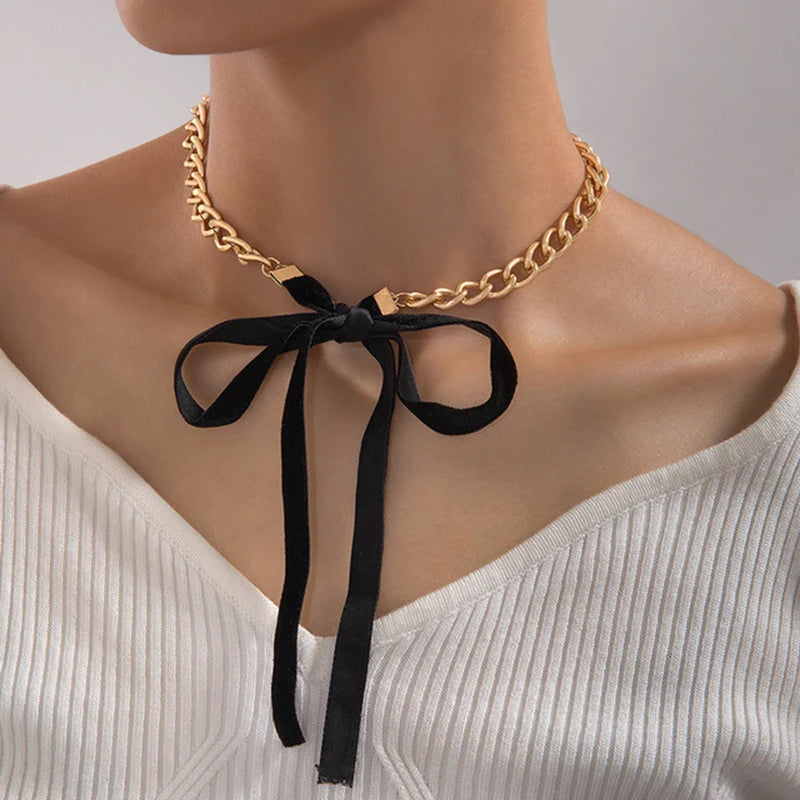 Pearl Stone Choker Necklace Elegant Trend Lace up Rope Clavicle Chain for Women-Dollar Bargains Online Shopping Australia