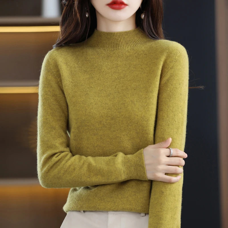 100% Pure Wool Half-neck Pullover Cashmere Sweater Women's Casual Knit Top-Dollar Bargains Online Shopping Australia