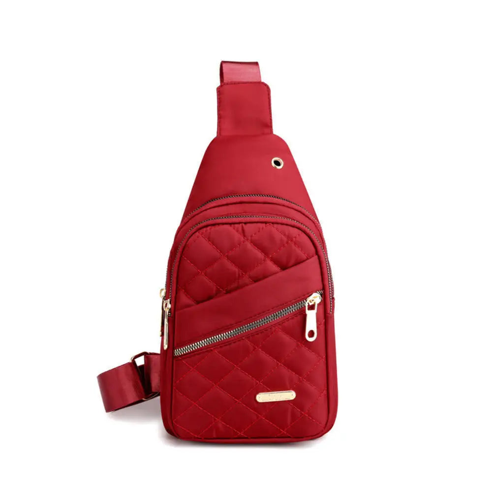 Women Embroidery Rhombus Chest Bag Multi-Layer Large-Capacity Single-Shoulder Diagonal Bag Casual Rhombus Chest Handbag-Dollar Bargains Online Shopping Australia