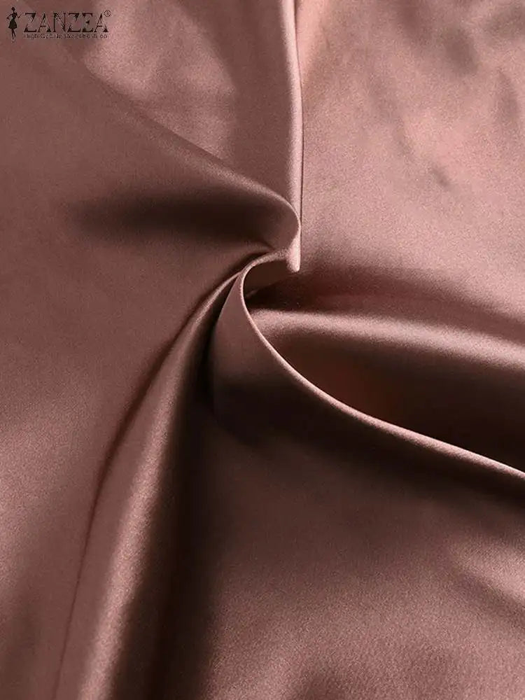 Woman Spring Autumn Satin Silk Skirt Work OL Back Zipper Faldas Saia Jupe Elegant Casual Party Solid Sundress 2023