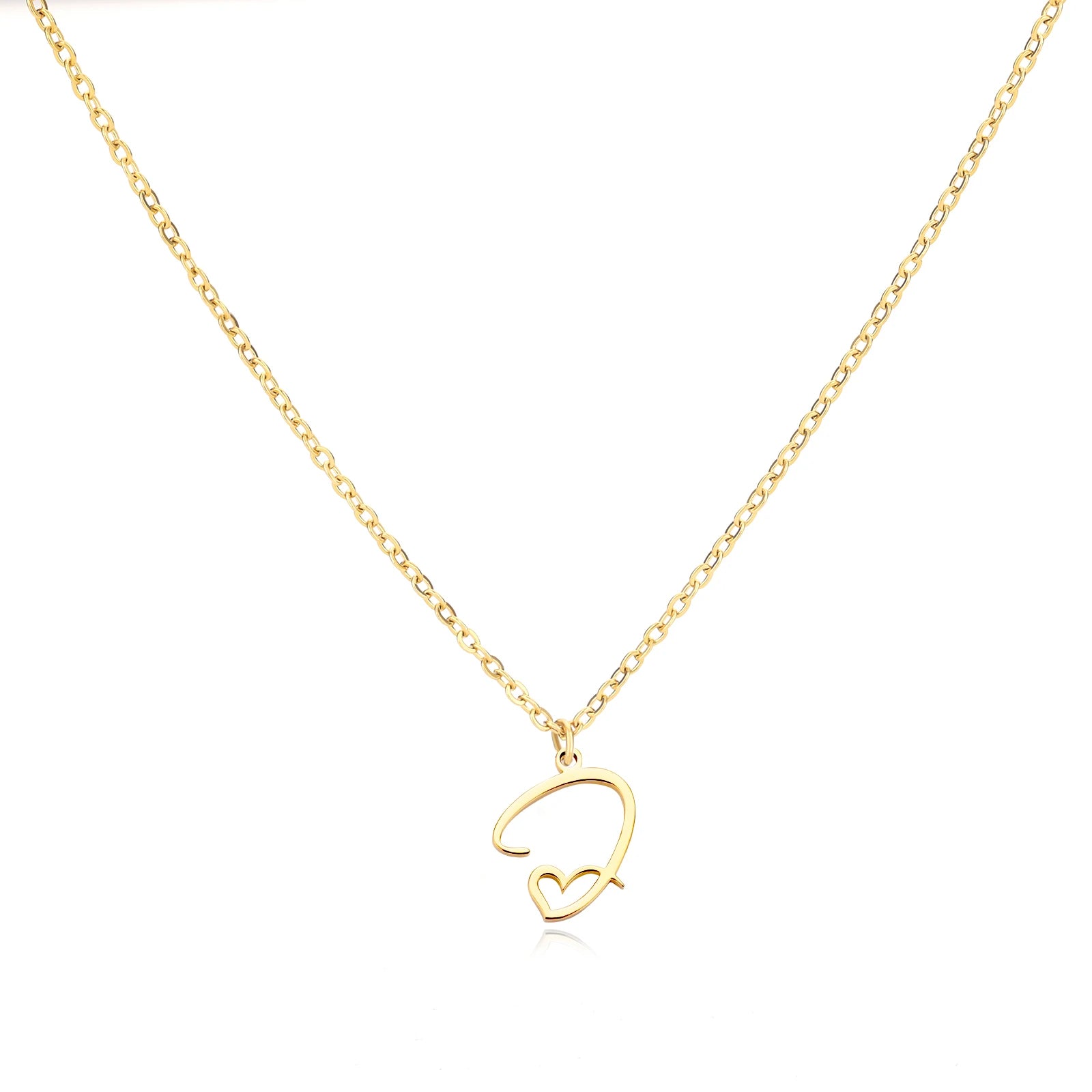 Heart Initial Letter Necklace for Women Gold Color Stainless Steel Necklace Jewelry Wedding Birthday-Dollar Bargains Online Shopping Australia