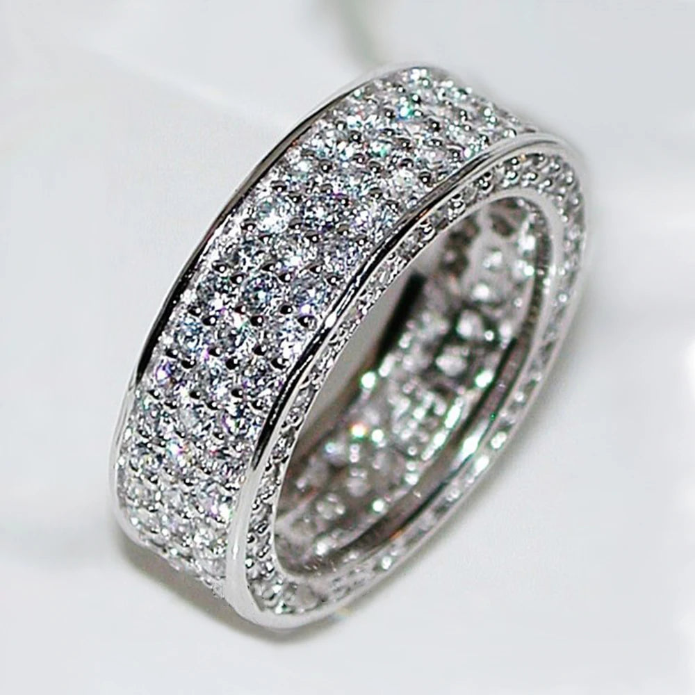 Luxury Wide Promise Rings for Women Pull Paved CZ Sparkling Wedding Bands Rings Silver Color/Gold Color Fashion Jewelry-Dollar Bargains Online Shopping Australia