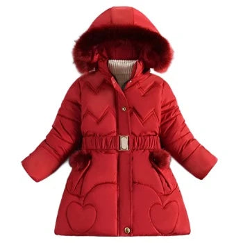 Girls Coat Keep Warm Thicken Kids Jacket Hooded Zipper Fur Collar Princess Outerwear Children's Clothing-Dollar Bargains Online Shopping Australia