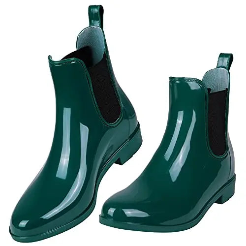 Women Chelsea Rain Boots Shiny Ankle Boots Waterproof Upper Toe Elastic Band Low Sole Fashion Non-slip Comfortable Boots-Dollar Bargains Online Shopping Australia