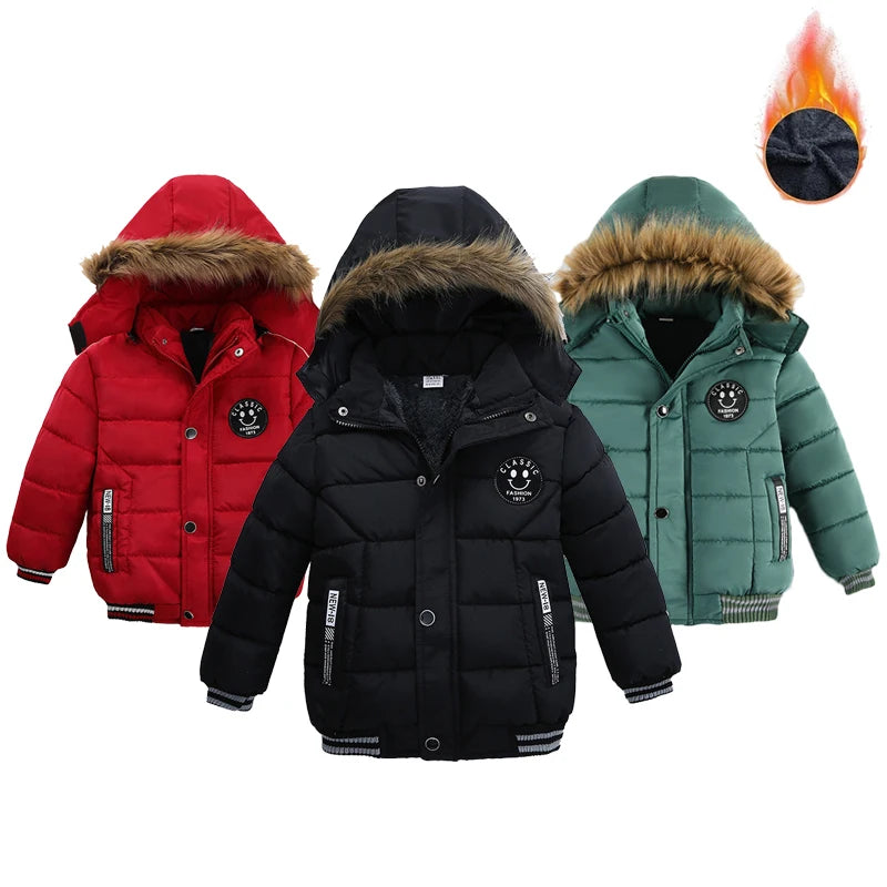 Autumn Winter Boys Jacket New Keep Warm Baby Coat Hooded Zipper Fashion Fur Collar Boys Outerwear-Dollar Bargains Online Shopping Australia