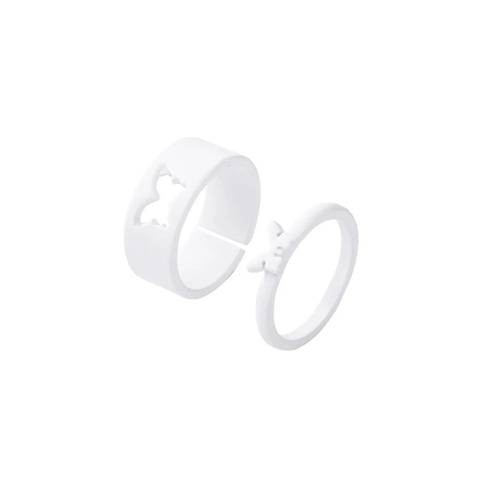 Drip Oil Love Set Ring For Women Simple Light Luxury Ladies Smiley Butterfly Jewelry Birthday Party Gifts-Dollar Bargains Online Shopping Australia