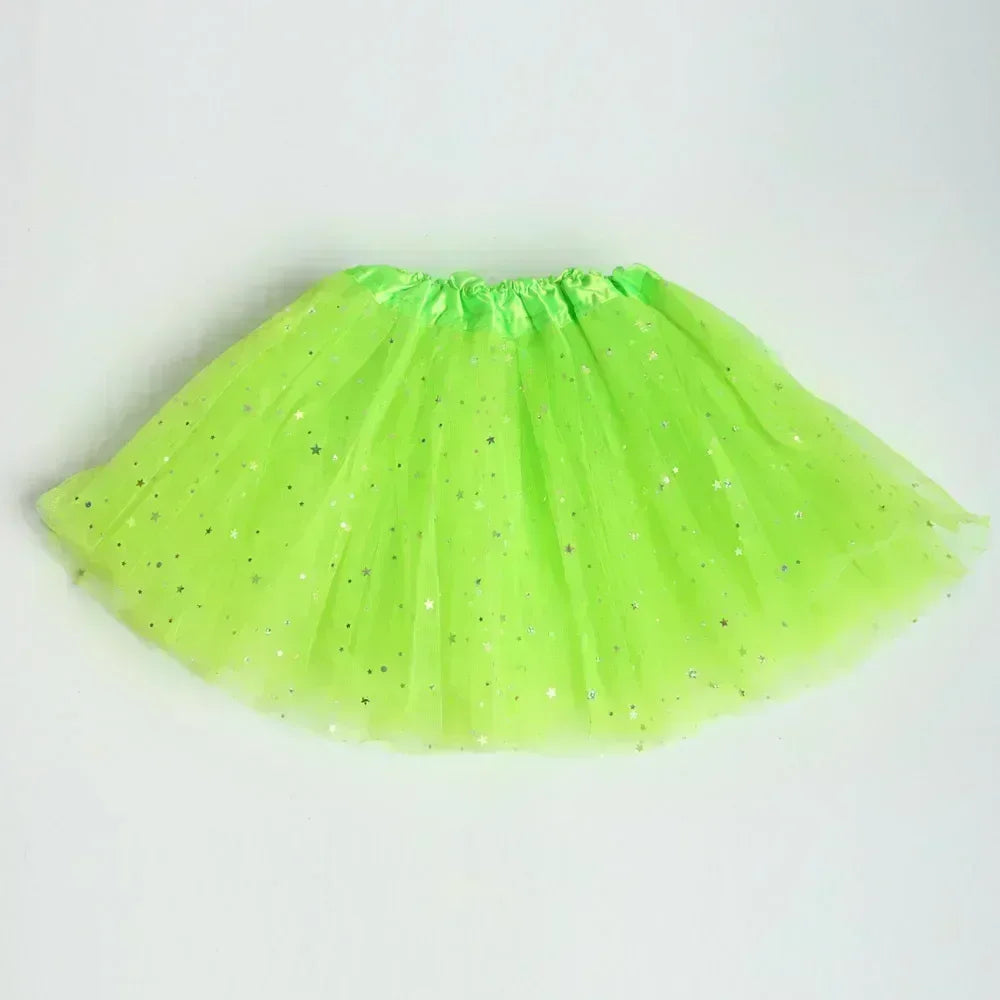 Kids Baby Star Glitter Dance Tutu Skirt For Girl Sequin 3 Layers Tulle Toddler Lace Pettiskirt Children Chiffon-Dollar Bargains Online Shopping Australia