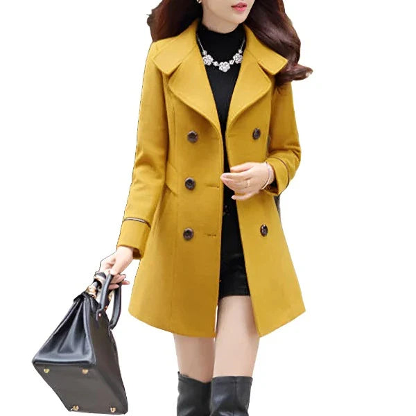 Jacket Women Double Breasted Solid Color Coat Korean Slim Female Woolen Jacket-Dollar Bargains Online Shopping Australia