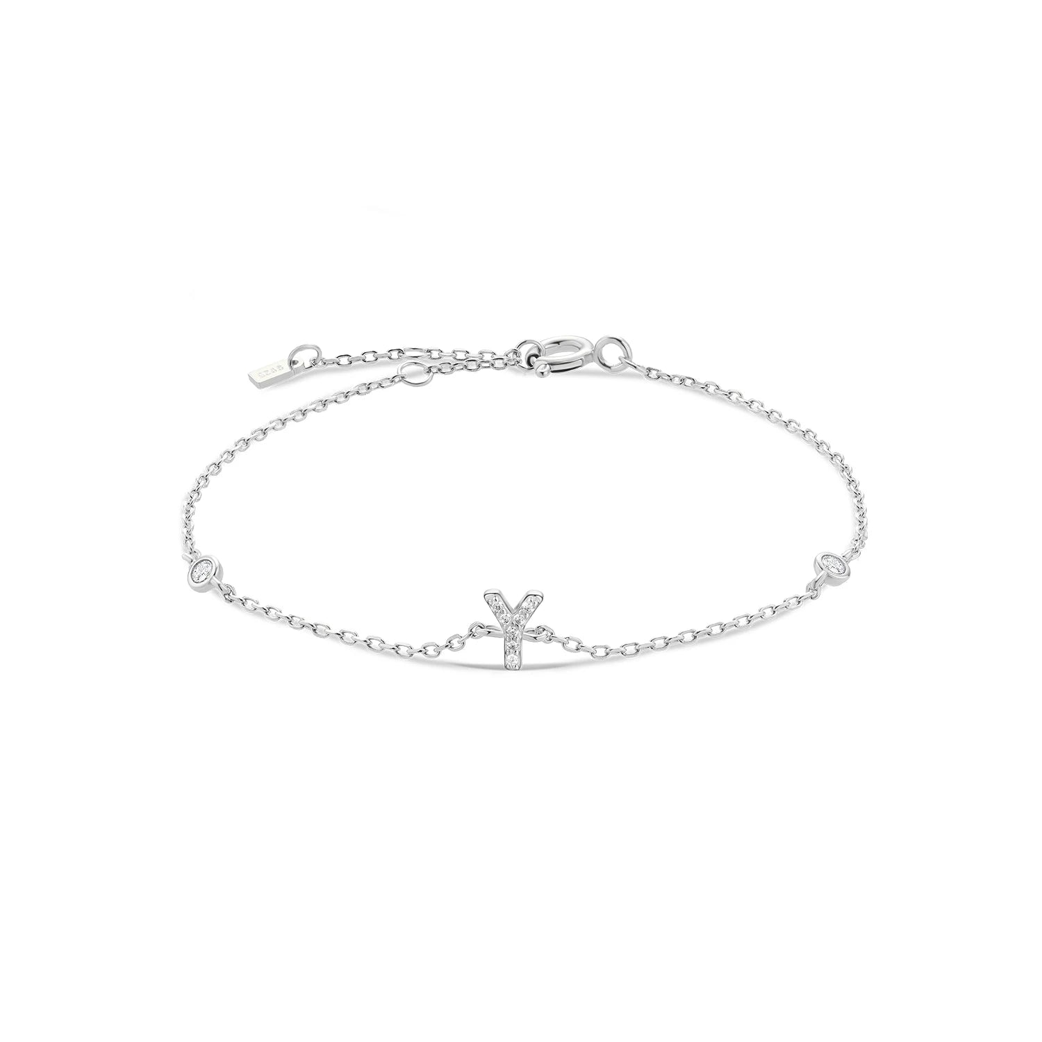 Silver Monogram Letter Initial Charm Chain Bracelet Luxury Wedding Crystal Fine Jewelry-Dollar Bargains Online Shopping Australia