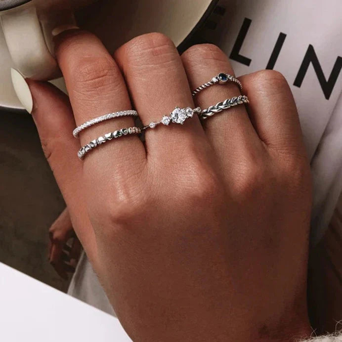 Sterling Silver Simple Rings For Women Wedding Engagement Heart Rings