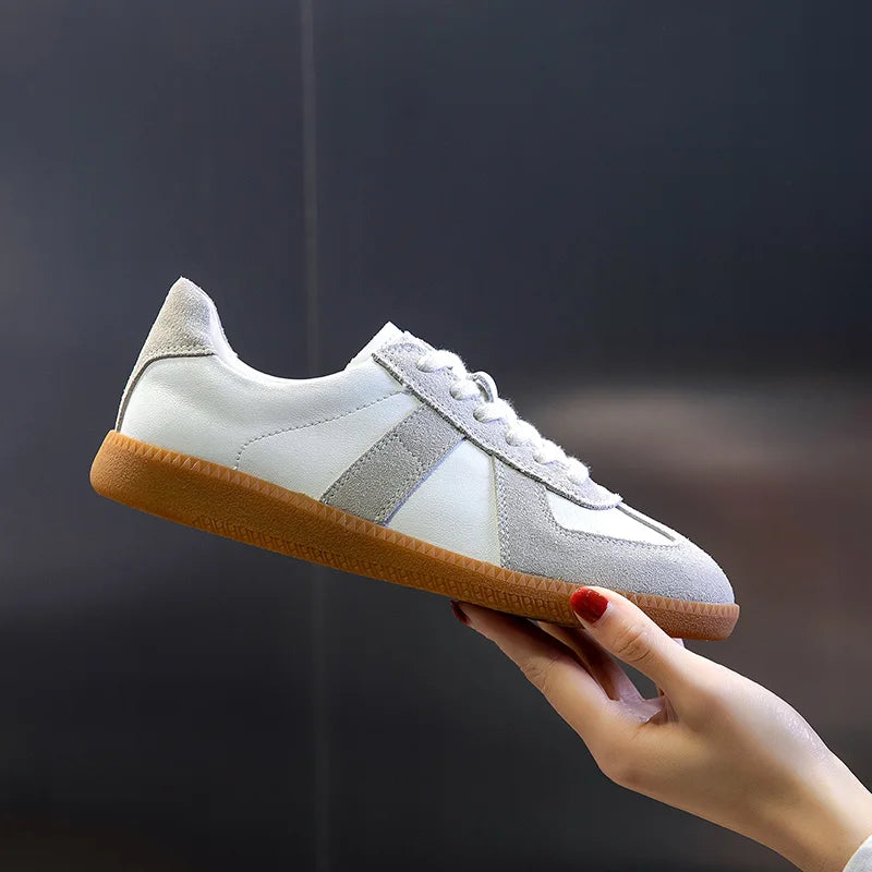 Women's Sneakers  Genuine Leather Ladies Moral Training Shoes Casual Spring Flat Shoes Women