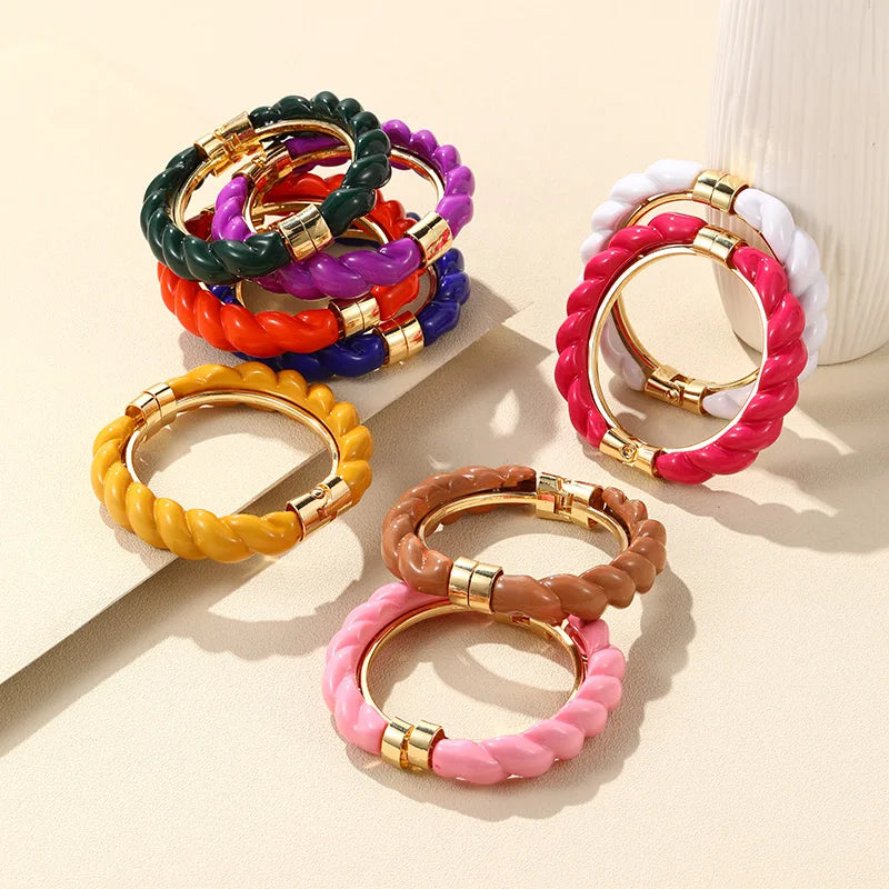 Colorful Open Bracelet Adjustable Women Retro Charm Resin Bangle Bracelet Banquet Jewelry Hand Banquet Accessories-Dollar Bargains Online Shopping Australia