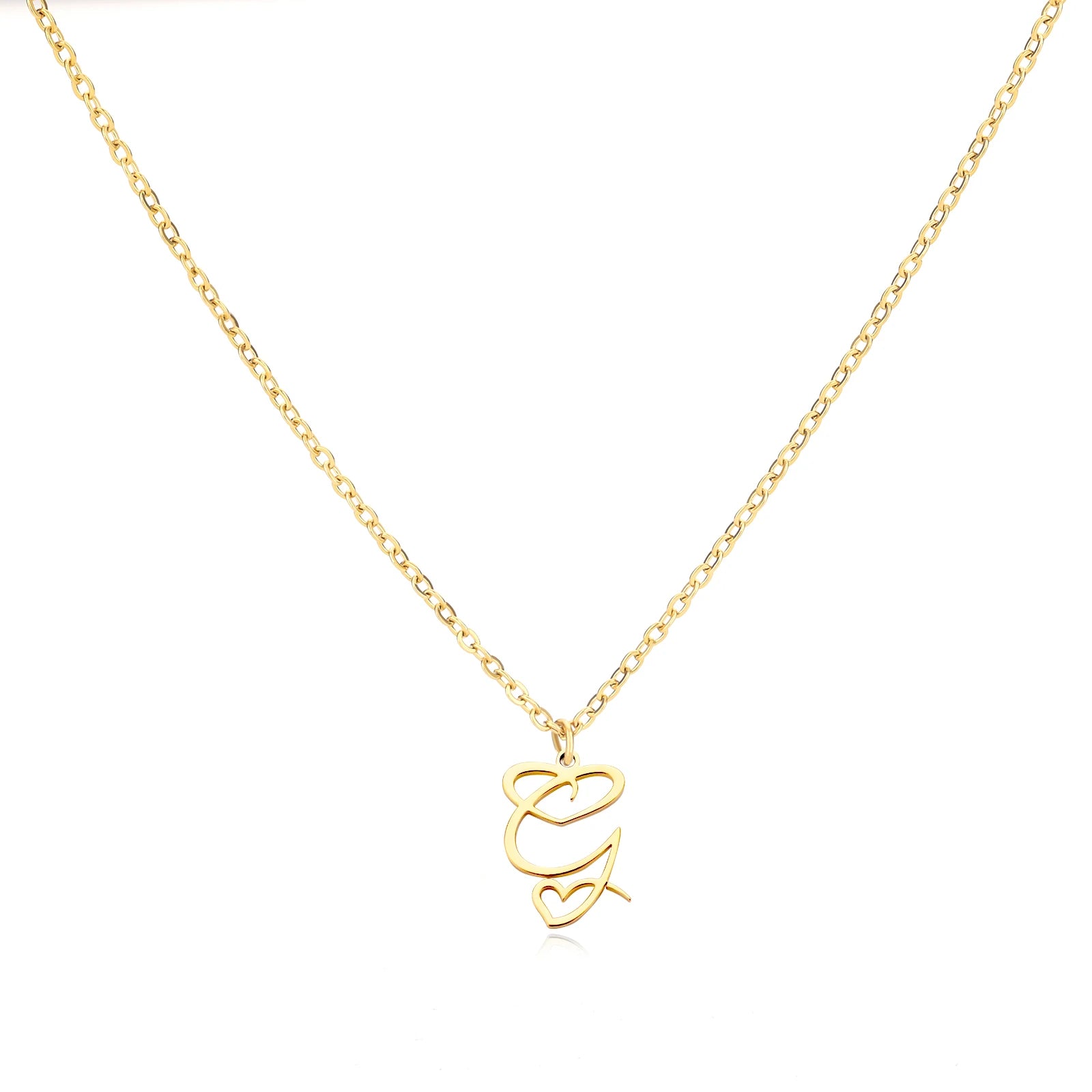 Heart Initial Letter Necklace for Women Gold Color Stainless Steel Necklace Jewelry Wedding Birthday-Dollar Bargains Online Shopping Australia