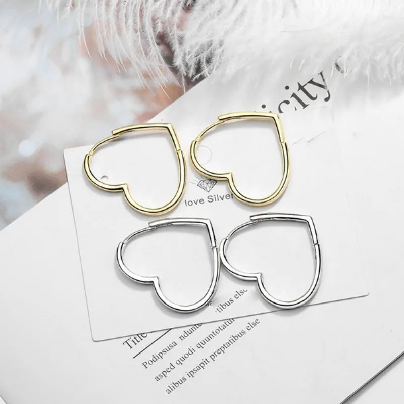 Hollow Big Heart Hoop Earrings for Women Simple Gold Silver Color LOVE Earring Piercing-Dollar Bargains Online Shopping Australia