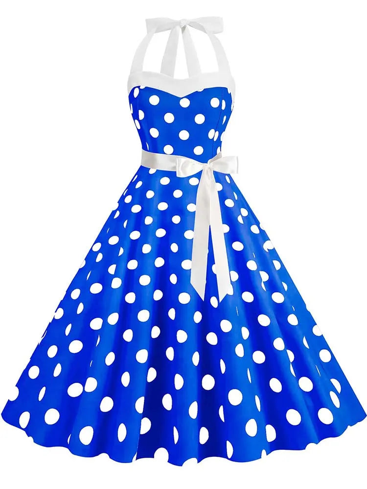 Vintage 50s 60s Women Summer Party Dress With Belt Pink Plaid Print Halter Hepburn Robe Rockabilly Dresses-Dollar Bargains Online Shopping Australia