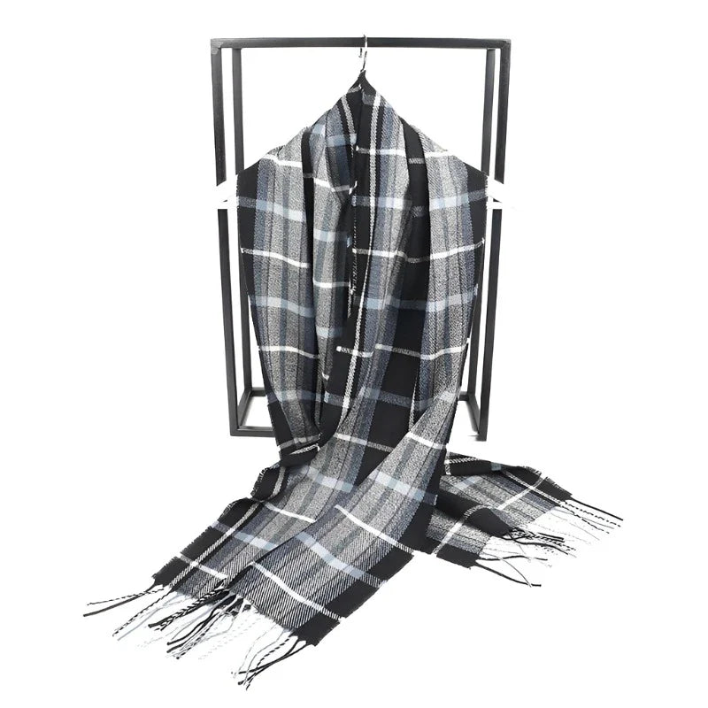 Cashmere Plaid Scarf Winter Pashmina Shawl And Wrap Unisex Thick Foulard Lady Tassel Warm Scarves Bufanda Stole
