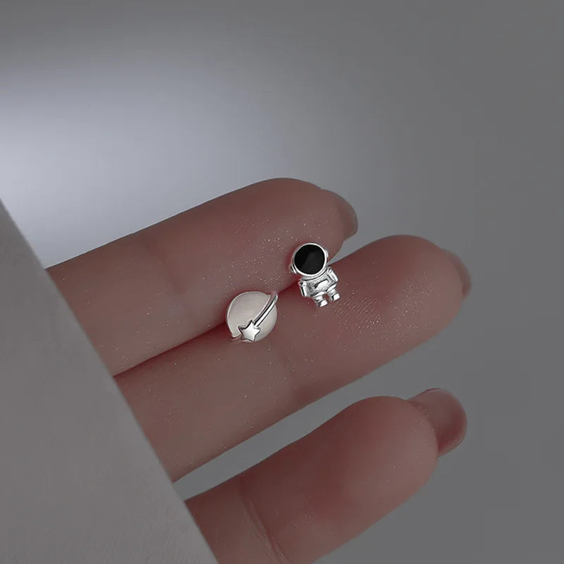 Planet Earrings Silver Color Piercing for Women Moon Star Crystal Zircon Ear Stud Earrings Tragus Cartilage Body Jewelry-Dollar Bargains Online Shopping Australia