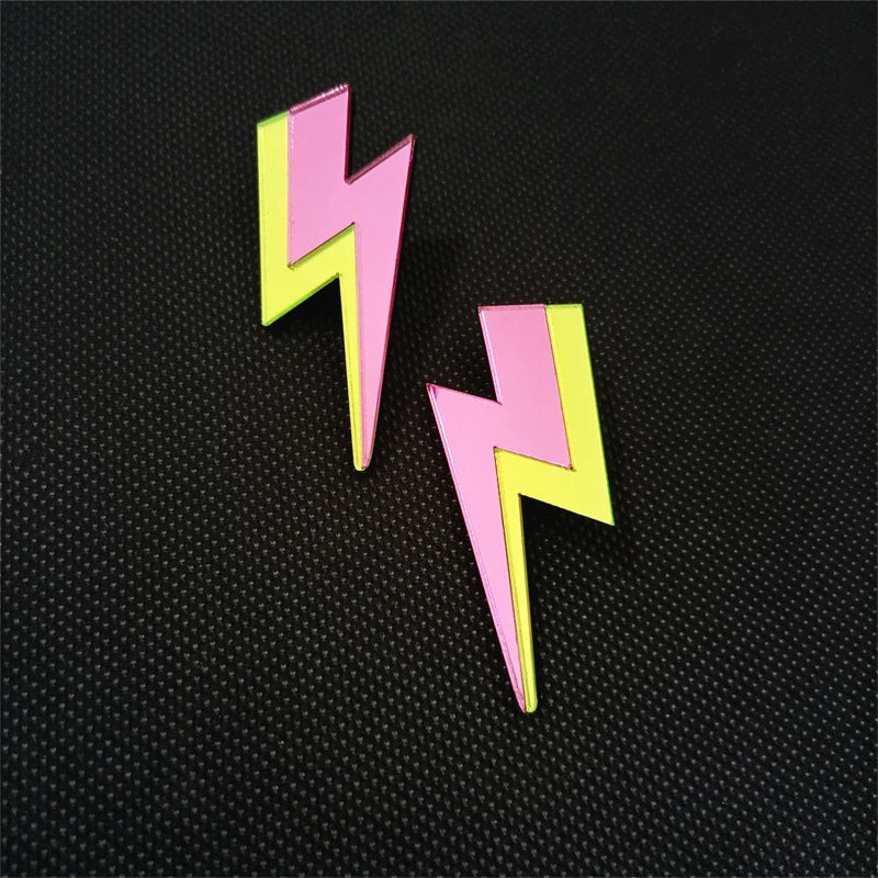 Glitter Lightning Acrylic Stud Earrings For Women Multicolor Jewelry Mirror Trendy Fashion Summer Classic Accessories-Dollar Bargains Online Shopping Australia