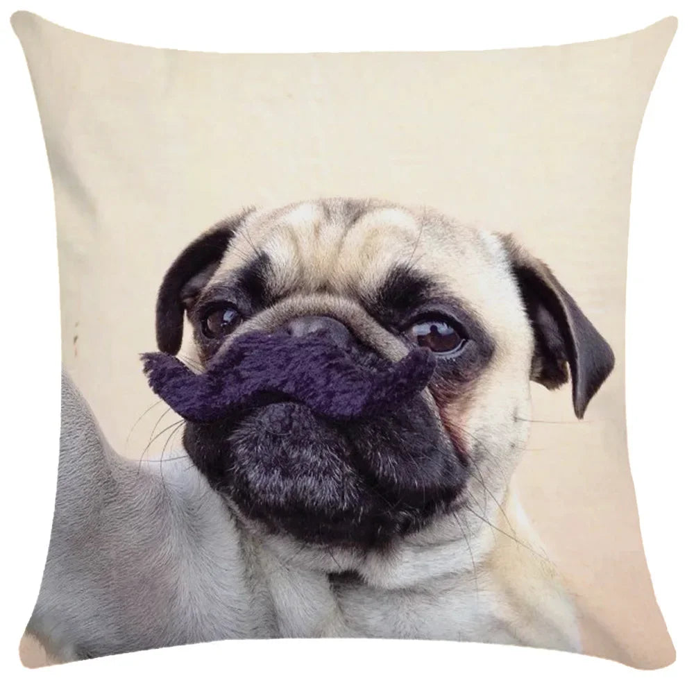 Pug Bulldog Print Cushion Cover Pets Dog Pillowcase For Home Sofa Decoration Polyester Lumbar Pillow Case Gift-Dollar Bargains Online Shopping Australia