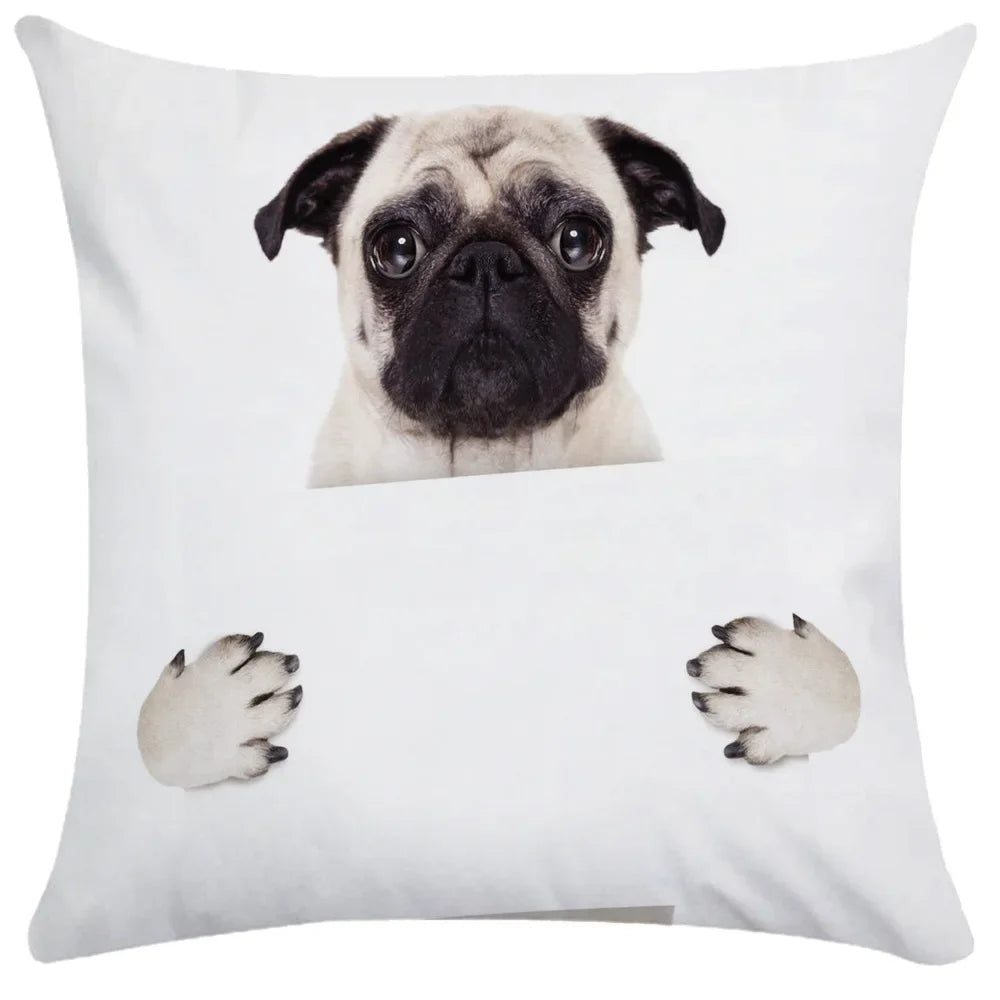 Pug Bulldog Print Cushion Cover Pets Dog Pillowcase For Home Sofa Decoration Polyester Lumbar Pillow Case Gift-Dollar Bargains Online Shopping Australia