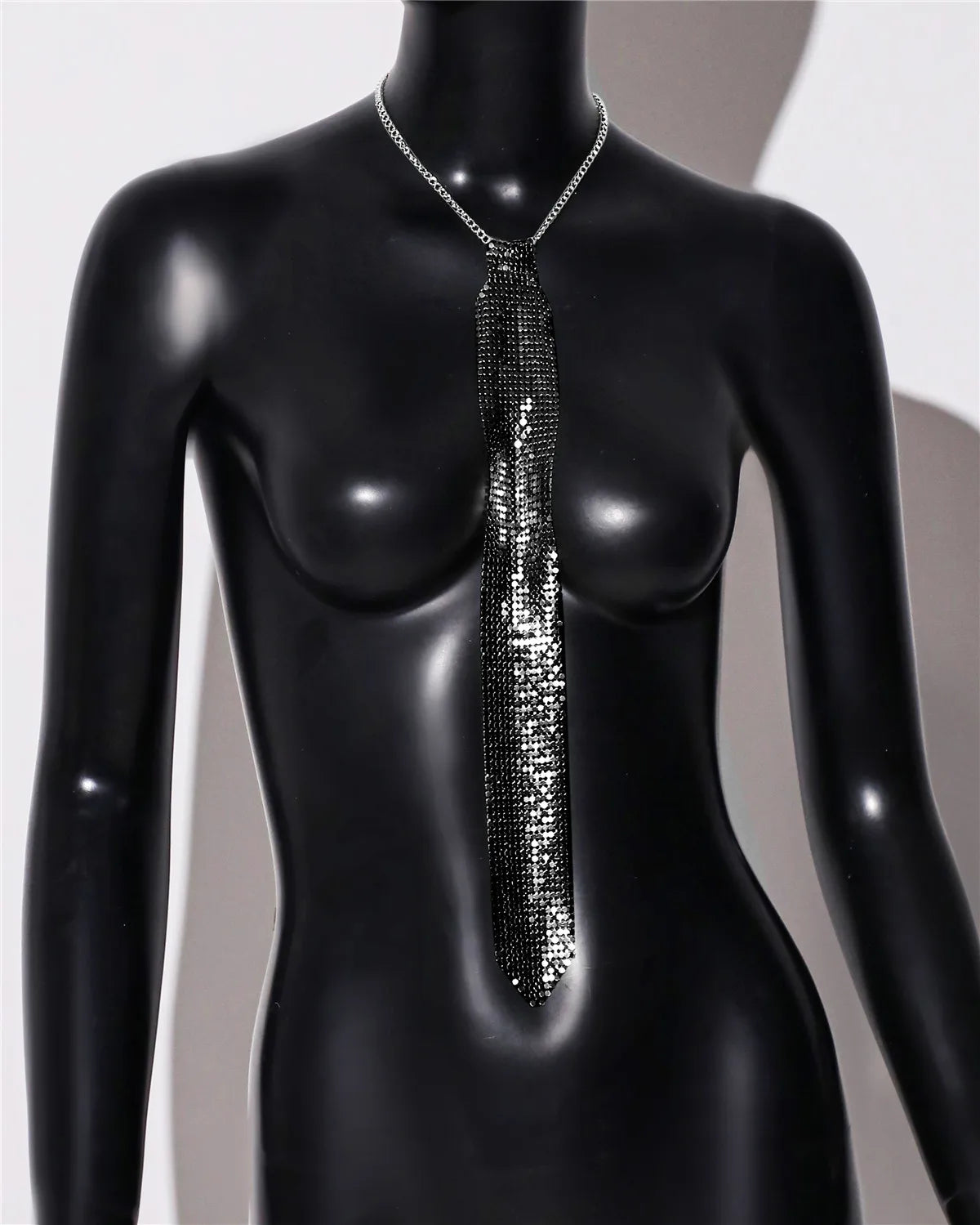 Shiny Rhinestone Fishnet Tie For Women Fashion Luxury Diamond Wedding Banquet Feast Club Party Necklace Jewelry Accessories-Dollar Bargains Online Shopping Australia