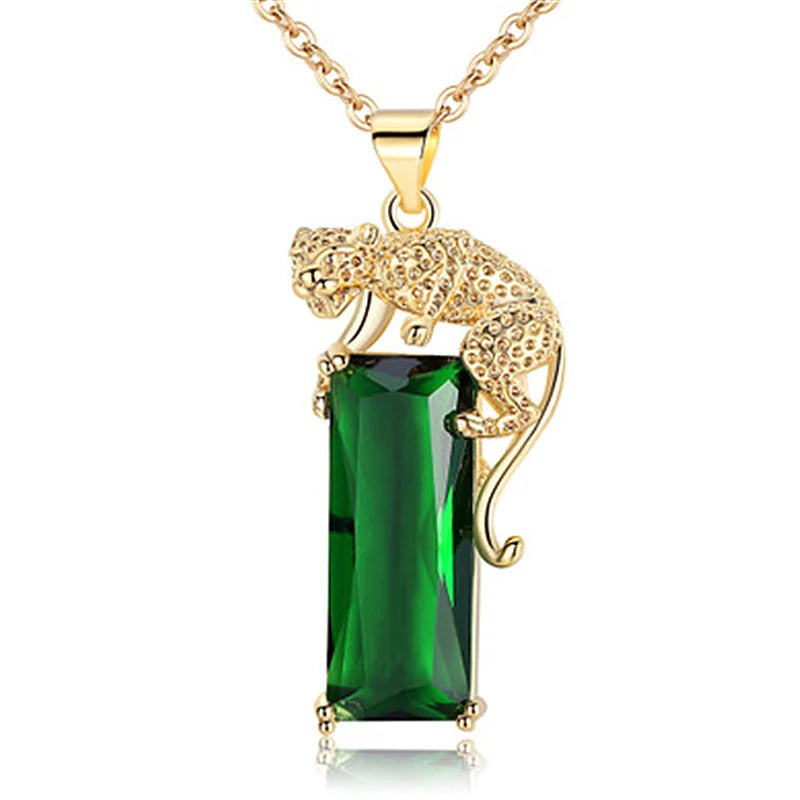 Exquisite Fashion Leopard Jadeite Tourmaline Pendant Necklace Ladies High-End Noble Temperament Necklace Jewelry Engagement Gift-Dollar Bargains Online Shopping Australia