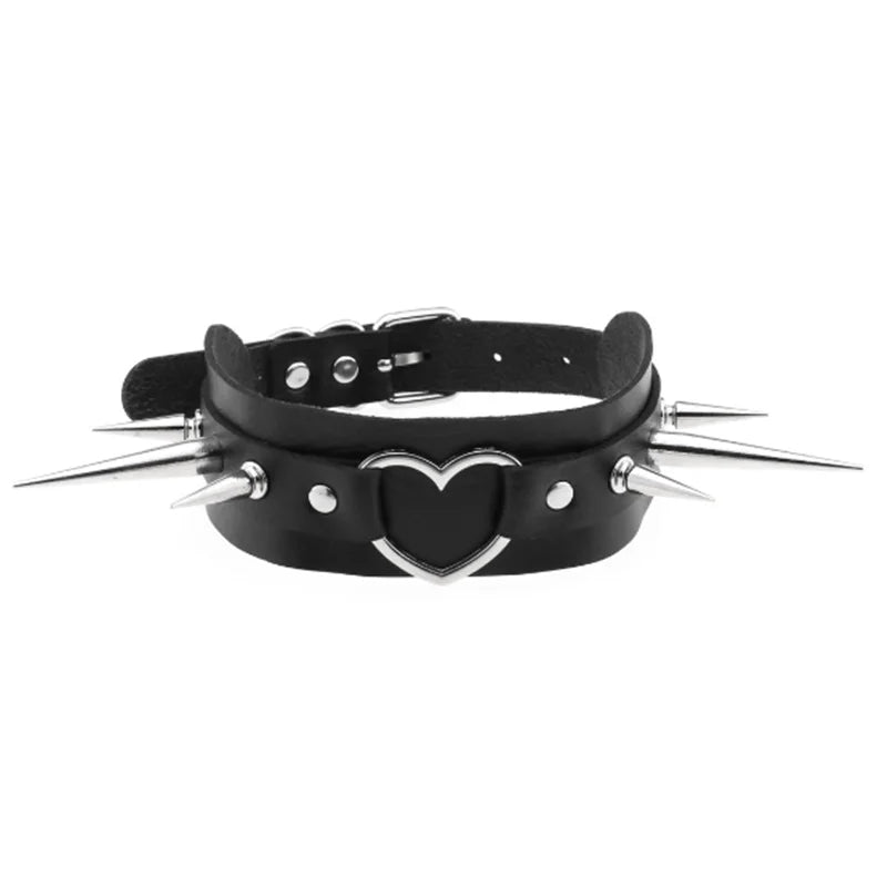 Harajuku Cosplay Rivet Punk Rock Gothi Women Collar Sexy PU Leather Heart Cross Spike Hip Hop Bondage Choker Jewelry-Dollar Bargains Online Shopping Australia