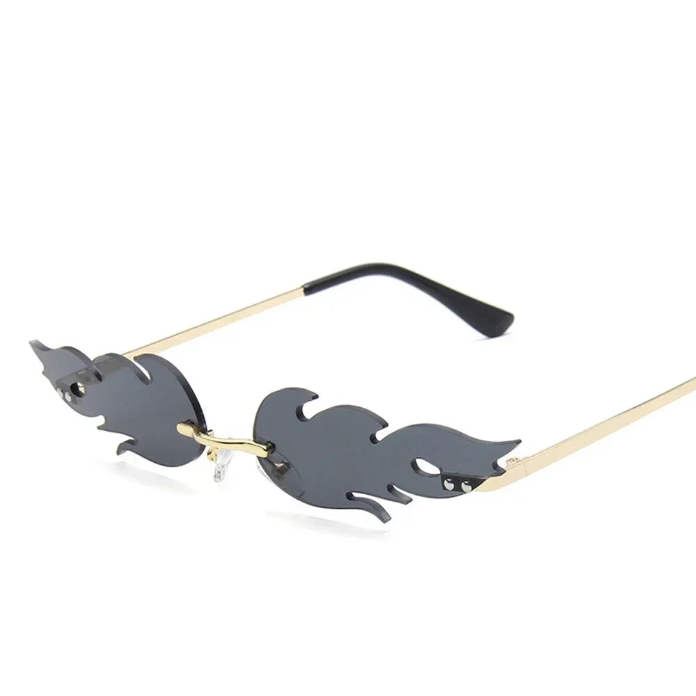 Fire Flame Sunglasses Women Rimless Wave Sun Glasses Metal Shades For Vintage Women Mirror Eyewear UV400-Dollar Bargains Online Shopping Australia