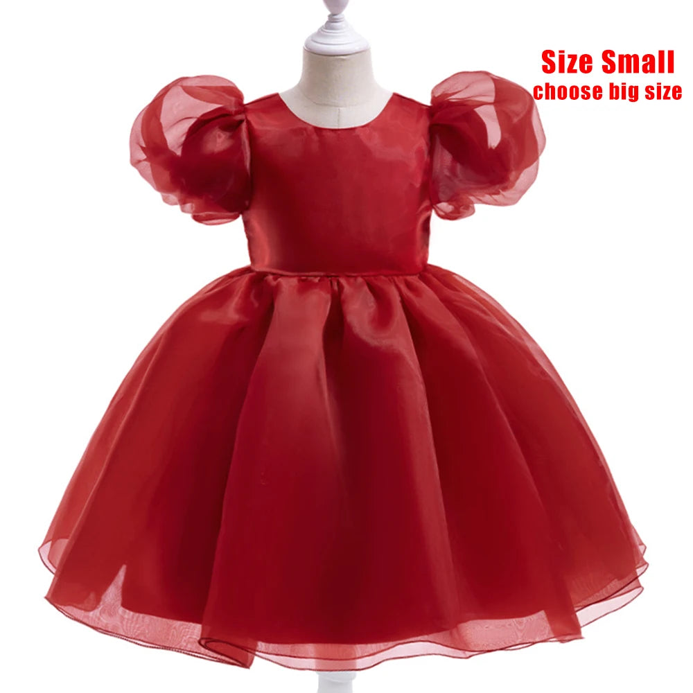 Girl Princess Dress Tulle Puff Sleeve Wedding Party Kids Dresses for Girls Birthday Child Clothes Bridemaids Gown-Dollar Bargains Online Shopping Australia