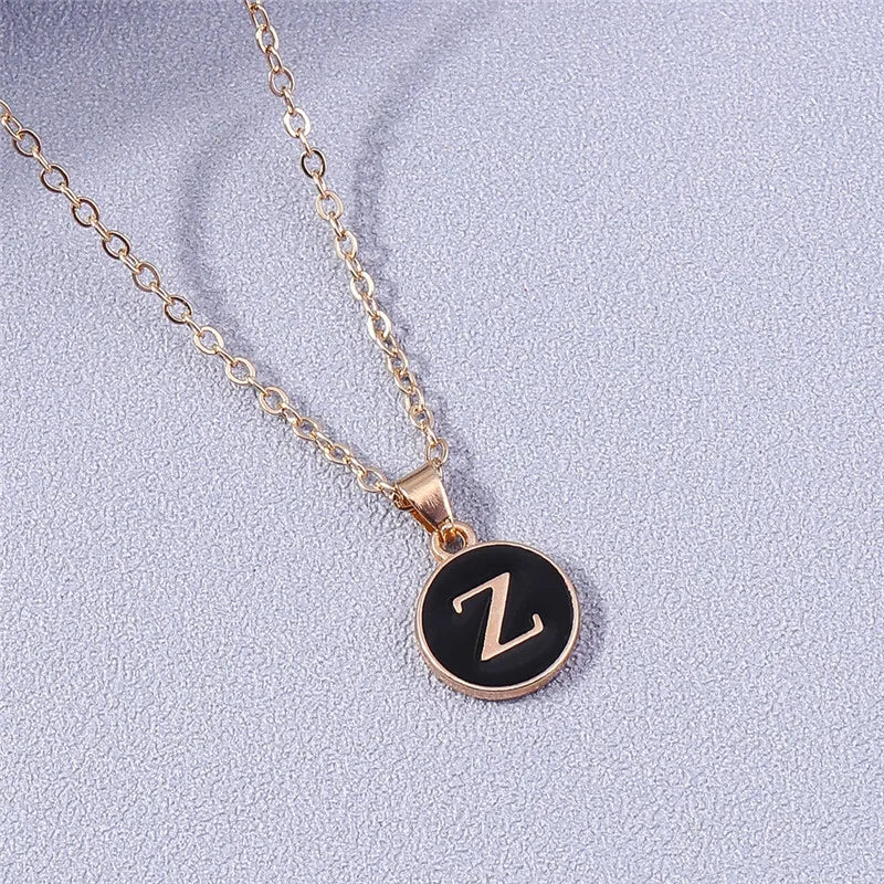 Name Initials Letter Pendant Necklace Enamel A-Z Alphabet Necklaces Girls Birthday Gifts Jewelry Accessories-Dollar Bargains Online Shopping Australia