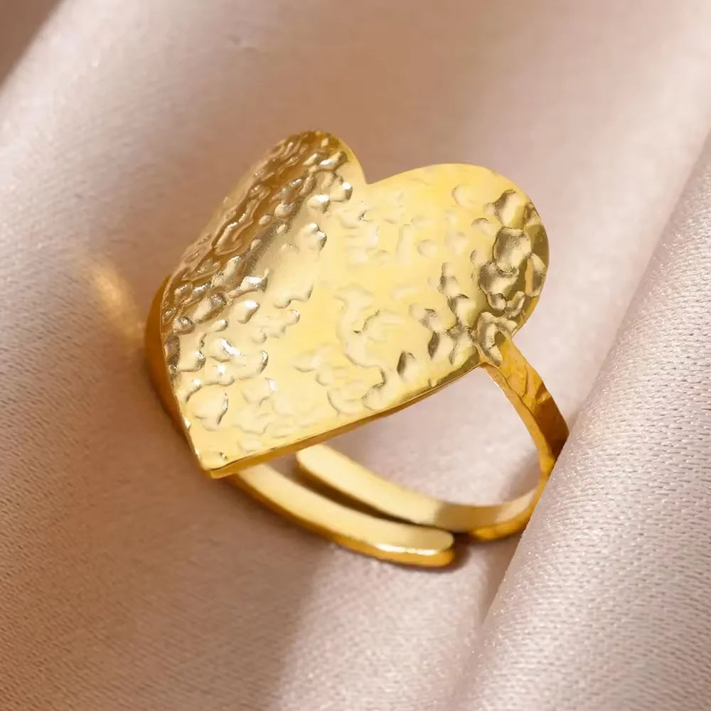 Gold Color Stainless Steel Shell Rings For Women Vintage Oval Blue Stone Adjustable Ring Fashion Party Jewelry Anniversary Gift-Dollar Bargains Online Shopping Australia