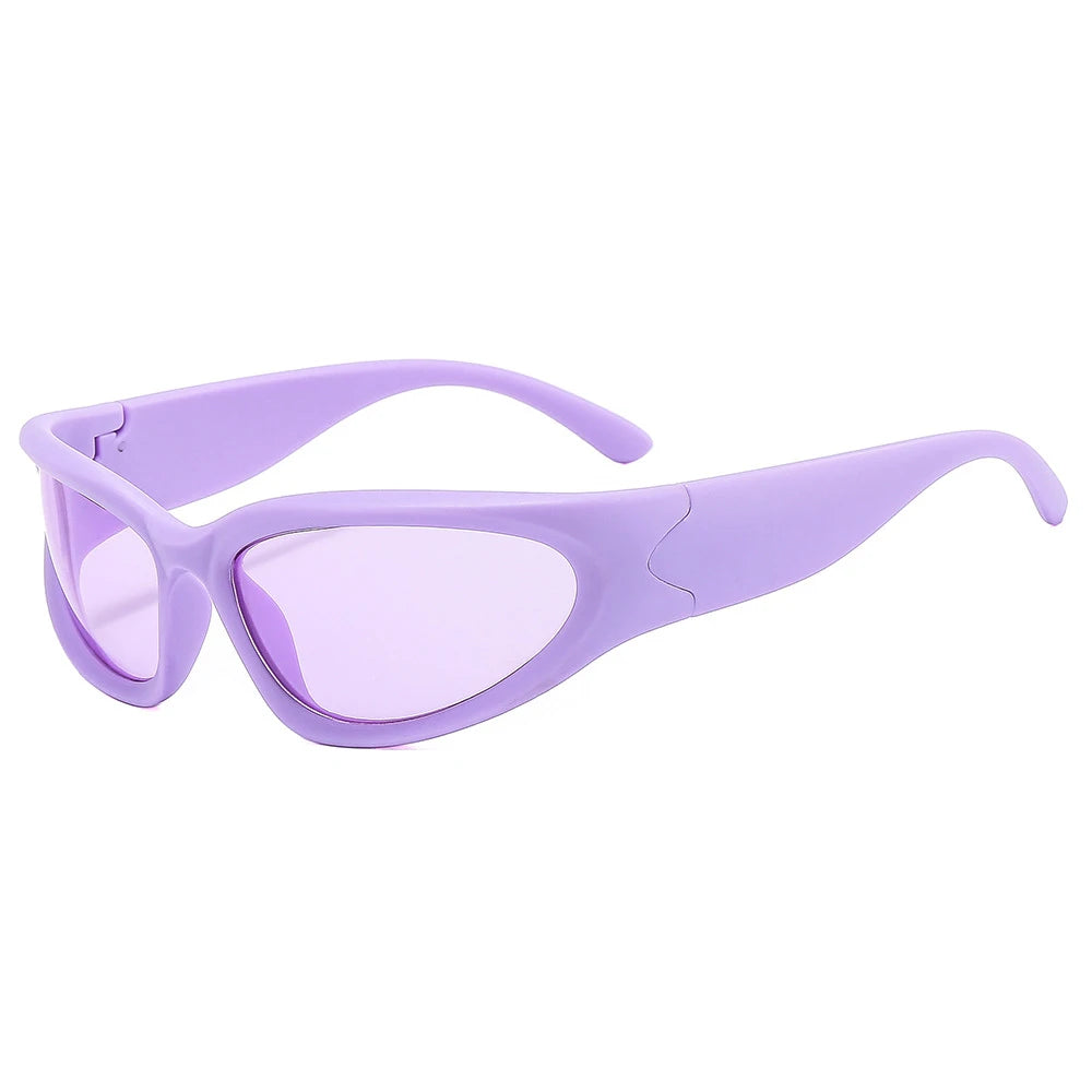 Fashion Wrap Around Cyber Y2K Sunglasses Women Silver Oval Shades Sports Cycling Sun Glasses Aesthetic Eyewear for Men Outdoor-Dollar Bargains Online Shopping Australia