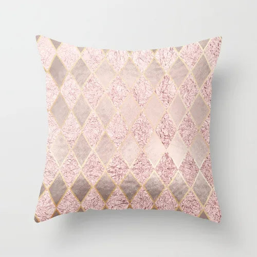 Nordic Style Pink Pillow Marble Geometric Series Waist Rest Cover Sofa Cushion with Removable-Dollar Bargains Online Shopping Australia