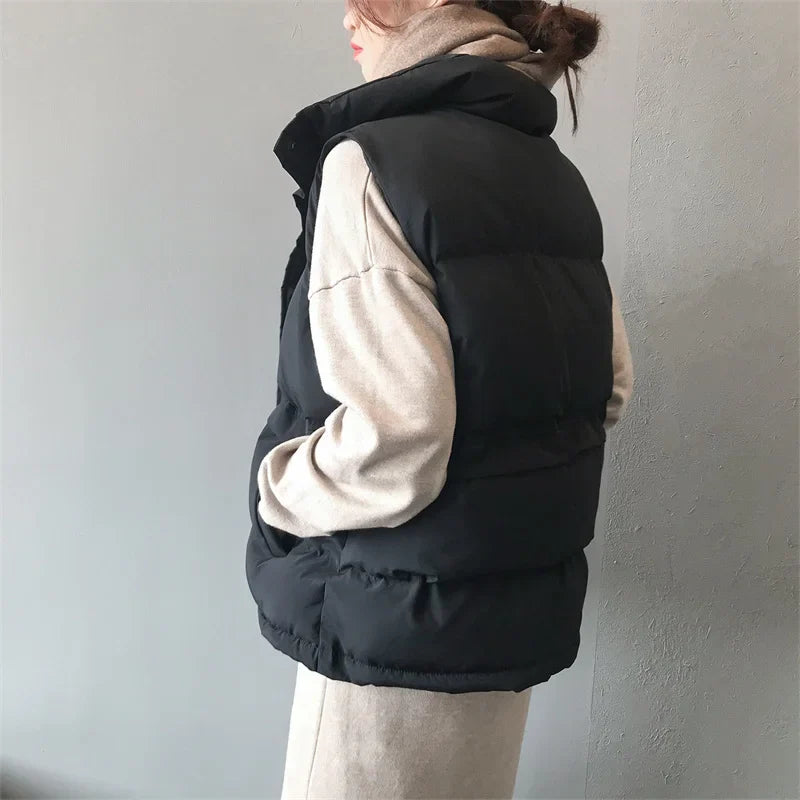 Elegant Cotton Warm Vest Female Students Streetwear Loose Sleeveless Parkas Vest Women-Dollar Bargains Online Shopping Australia