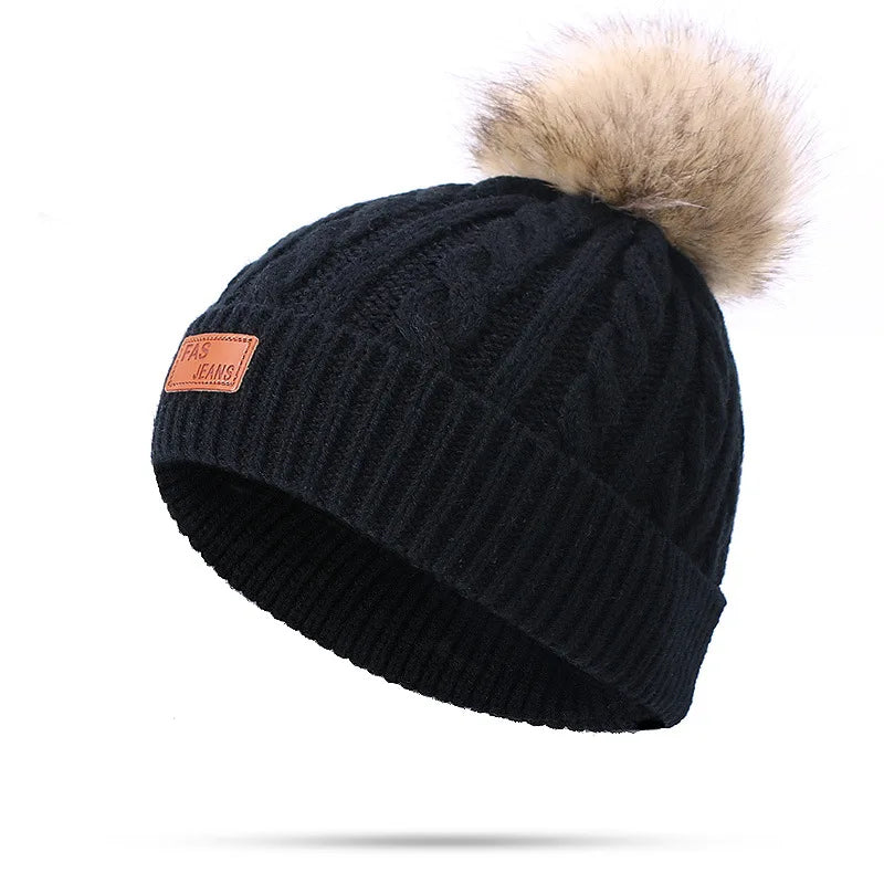 Warm Winter Baby Hats with Scarves for Kids Wool Pompom Baby Hat Children Bonnet Cap Boys Girls Knitted Scarf Gloves Beanie Caps-Dollar Bargains Online Shopping Australia