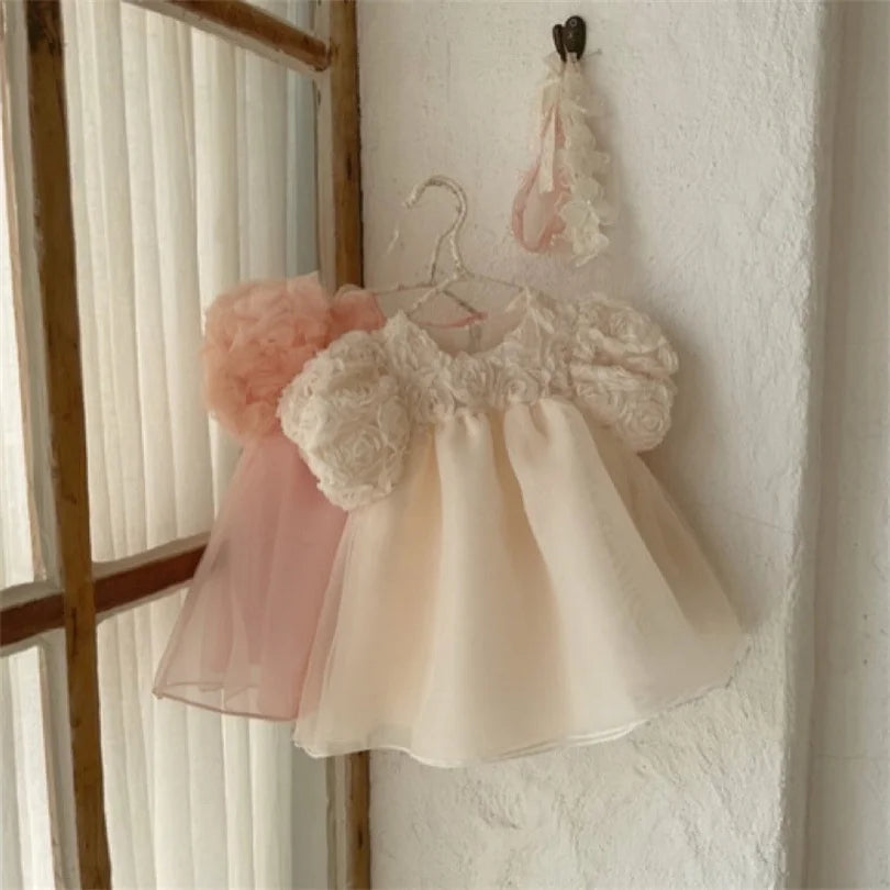 1st Birthday Party Baby Dress Summer Princess One Year Baby Girls Dress Clothes Flower Puff Sleeve Toddler Dresses For Girl-Dollar Bargains Online Shopping Australia