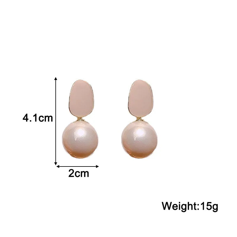 Pink White Pearl Dangle Earrings for Women Black Geometric Acrylic Round Ball Pendants Drop Earrings Elegant Ear Jewelry-Dollar Bargains Online Shopping Australia