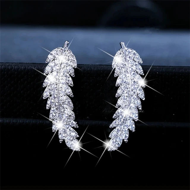 Silver Color Heart Bling Zircon Stone Stud Earrings Women Jewelry-Dollar Bargains Online Shopping Australia