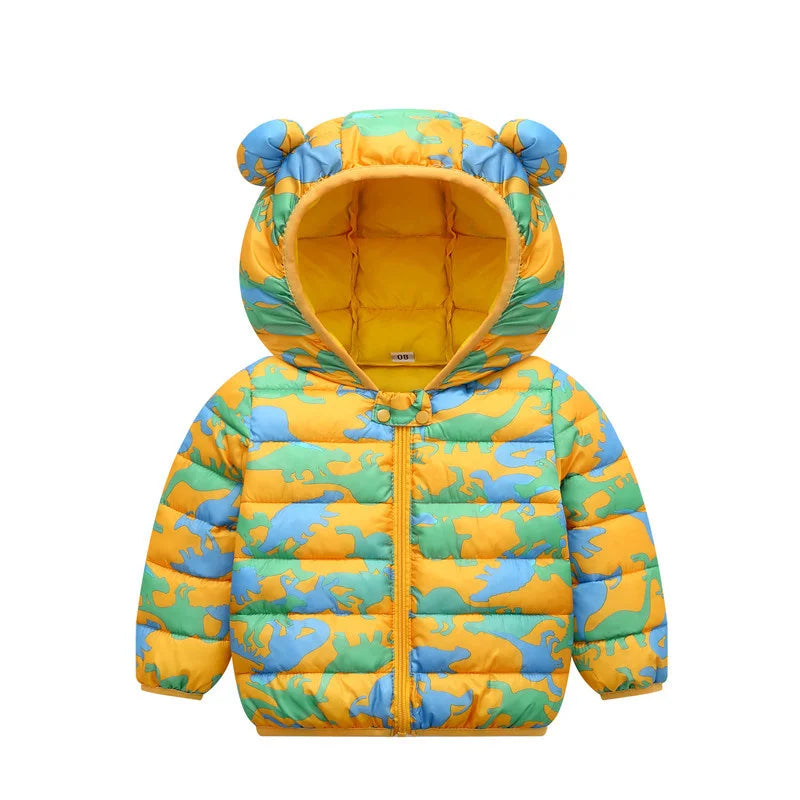 Baby Warm Down Jackets Boys Girls Hooded Cartoon Print Outerwear Autumn Winter Coats Children Clothing Lightweight Jackets-Dollar Bargains Online Shopping Australia