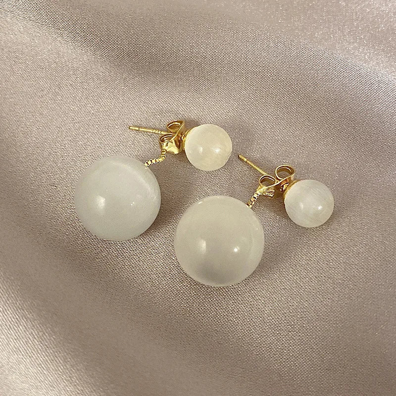 2PCS/Set Fashion Gold Color Hoop Earrings for Women Korean Design Crystal Pearl Dangle Earring Jewelry-Dollar Bargains Online Shopping Australia