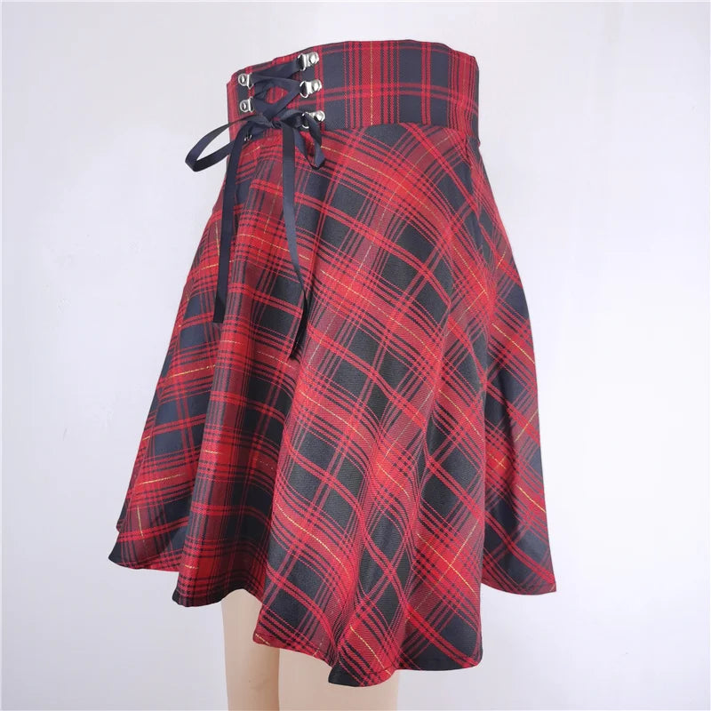 Basic Versatile Flared Casual Mini Skater Skirt High Waisted School Goth Punk Black Skirt Harajuku