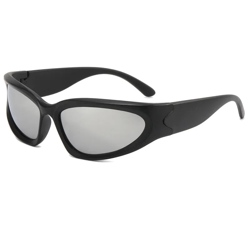 Fashion Wrap Around Cyber Y2K Sunglasses Women Silver Oval Shades Sports Cycling Sun Glasses Aesthetic Eyewear for Men Outdoor-Dollar Bargains Online Shopping Australia